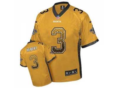 Nike New Orleans Saints #3 Bobby Hebert Gold Jersey(Elite Drift Fashion)