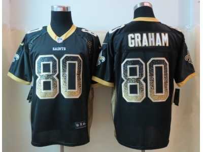 Nike New Orleans Saints #80 Graham Black Jerseys(Drift Fashion Elite)