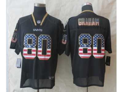 Nike New Orleans Saints #80 Graham Black Jerseys(USA Flag Fashion Elite)