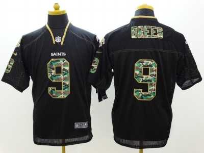 Nike New Orleans Saints #9 Drew Brees Black jerseys(Elite Camo Fashion)