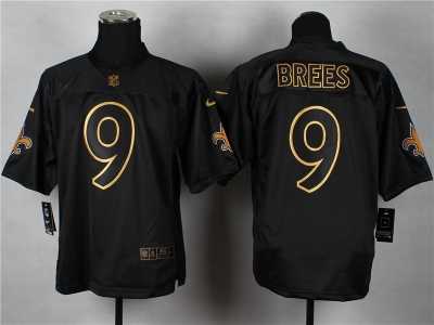Nike New Orleans Saints #9 Drew Brees black jerseys[Elite gold lettering fashion]