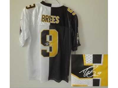 Nike jerseys new orleans saints #9 brees black-white[Elite split signature]