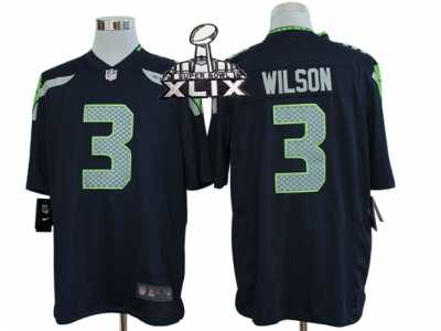 2015 Super Bowl XLIX Nike NFL Seattle Seahawks #3 Wilson Blue Jerseys(Game)