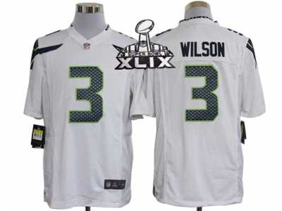 2015 Super Bowl XLIX Nike NFL Seattle Seahawks #3 Wilson White Jerseys(Game)