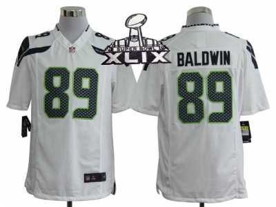 2015 Super Bowl XLIX Nike NFL Seattle Seahawks #89 Doug Baldwin White Game Jerseys