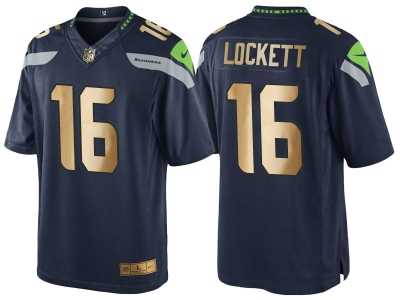 Nike Seattle Seahawks #16 Tyler Lockett 2016 Christmas Navy Golden Men's NFL Game Special Edition Jersey