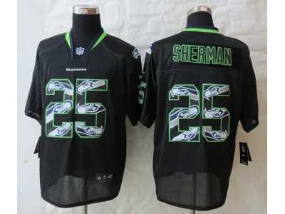 2014 Nike Seattle Seahawks #25 Sherman Black Jerseys(Lights Out titched Elite)