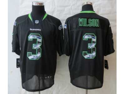 2014 Nike Seattle Seahawks #3 Wilson Black (Lights Out titched Elite)