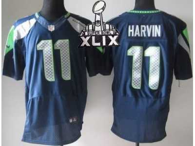 2015 Super Bowl XLIX Nike NFL Seattle Seahawks #11 Percy Harvin Blue Jerseys(Elite)