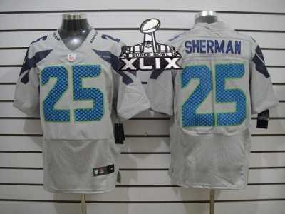 2015 Super Bowl XLIX Nike NFL Seattle Seahawks #25 Richard Sherman New Grey Colors Jerseys(Elite)