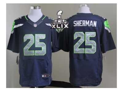 2015 Super Bowl XLIX Nike NFL Seattle Seahawks #25 Richard Sherman blue Jerseys(Elite)