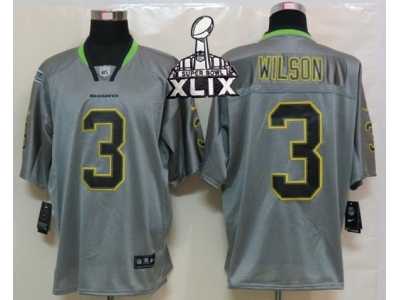 2015 Super Bowl XLIX Nike NFL Seattle Seahawks #3 Russell Wilson grey jerseys[Elite Lights Out]