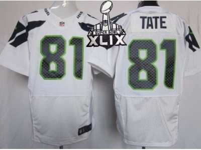 2015 Super Bowl XLIX Nike NFL Seattle Seahawks #81 Golden Tate White Jerseys(Elite)