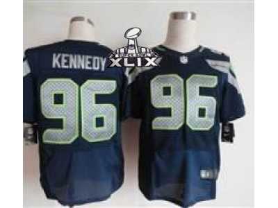 2015 Super Bowl XLIX Nike NFL Seattle Seahawks #96 Cortez Kennedy Blue Jerseys(Elite)