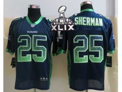 2015 Super Bowl XLIX Nike Seattle Seahawks #25 Sherman Blue Jerseys(Drift Fashion Elite)