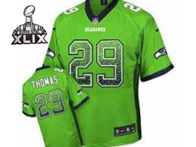 2015 Super Bowl XLIX Nike Seattle Seahawks #29 Earl Thomas Green Jerseys(Elite Drift Fashion)