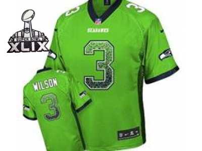 2015 Super Bowl XLIX Nike Seattle Seahawks #3 Russell Wilson Green Jerseys(Elite Drift Fashion)