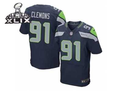 2015 Super Bowl XLIX Nike jerseys seattle seahawks #91 clemons blue[Elite]