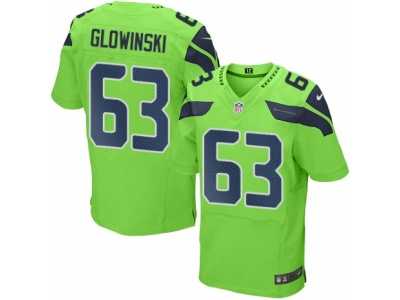 Men's Nike Seattle Seahawks #63 Mark Glowinski Elite Green Rush NFL Jersey