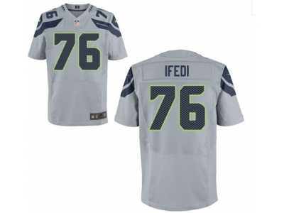 Men's Nike Seattle Seahawks #76 Germain Ifedi Elite Grey NFL Jersey