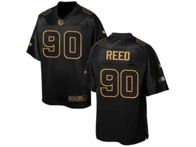 Men's Nike Seattle Seahawks #90 Jarran Reed Elite Black Pro Line Gold Collection NFL Jersey