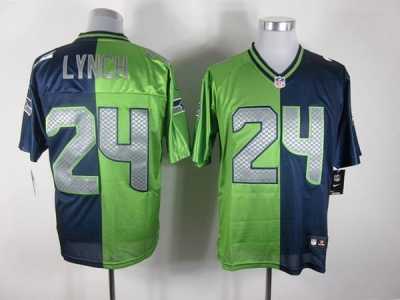 Nike NFL seattle seahawks #24 marshawn lynch blue-green jerseys[Elite split]