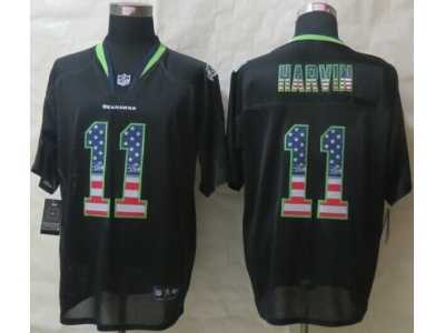 Nike Seattle Seahawks #11 Harvin Black Jerseys(Elite USA Flag Fashion)