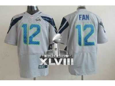Nike Seattle Seahawks #12 Fan Grey Alternate Super Bowl XLVIII NFL Elite Jersey