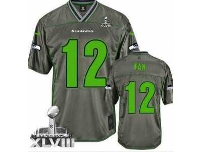 Nike Seattle Seahawks #12 Fan Grey Super Bowl XLVIII NFL Elite Vapor Jersey
