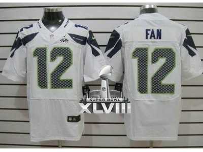 Nike Seattle Seahawks #12 Fan White Super Bowl XLVIII NFL Elite Jersey