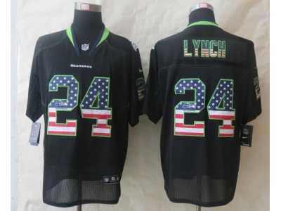 Nike Seattle Seahawks #24 Lynch Black Jerseys(USA Flag Fashion Elite)