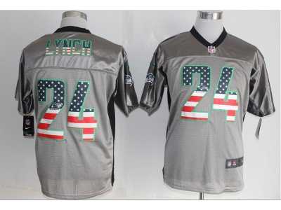 Nike Seattle Seahawks #24 Lynch Grey Jerseys(USA Flag Fashion Shadow Elite)
