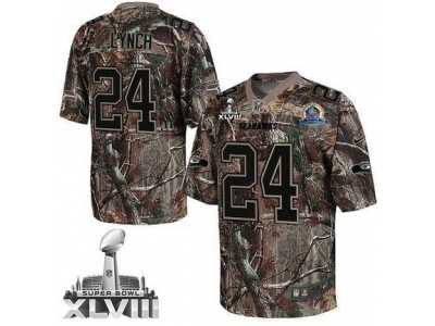 Nike Seattle Seahawks #24 Marshawn Lynch Camo With Hall of Fame 50th Patch Super Bowl XLVIII NFL Realtree Elite Jersey