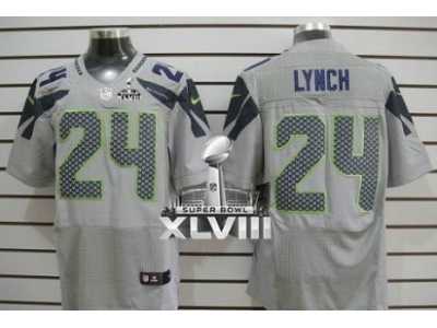 Nike Seattle Seahawks #24 Marshawn Lynch Grey Alternate Super Bowl XLVIII NFL Elite Jersey