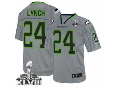 Nike Seattle Seahawks #24 Marshawn Lynch Lights Out Grey Super Bowl XLVIII NFL Elite Jersey