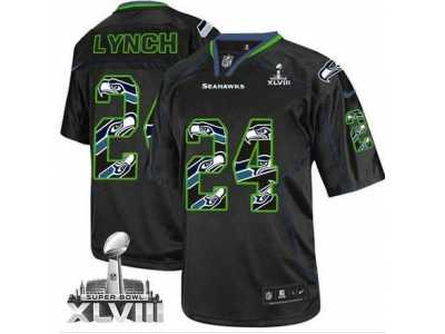 Nike Seattle Seahawks #24 Marshawn Lynch New Lights Out Black Super Bowl XLVIII NFL Elite Jersey