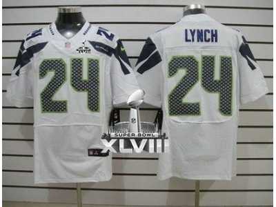 Nike Seattle Seahawks #24 Marshawn Lynch White Super Bowl XLVIII NFL Elite Jersey