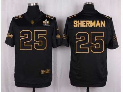 Nike Seattle Seahawks #25 Richard Sherman Black Pro Line Gold Collection Jersey(Elite)
