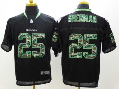 Nike Seattle Seahawks #25 Richard Sherman Black jerseys(Elite Camo Fashion)