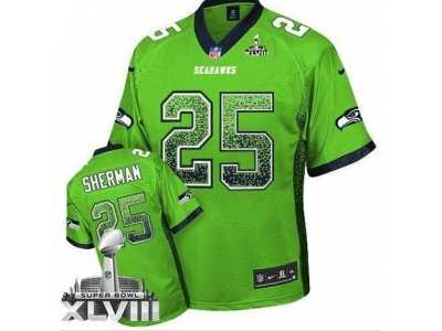 Nike Seattle Seahawks #25 Richard Sherman Green Super Bowl XLVIII NFL Elite Drift Fashion Jersey