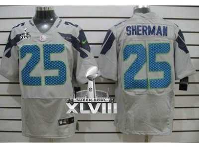 Nike Seattle Seahawks #25 Richard Sherman Grey Alternate Super Bowl XLVIII NFL Elite Jersey
