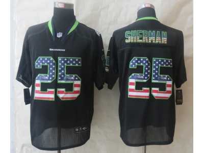 Nike Seattle Seahawks #25 Sherman Black Jerseys(USA Flag Fashion Elite)