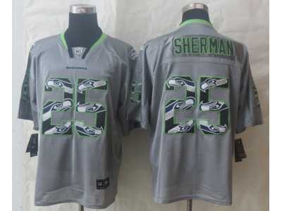 Nike Seattle Seahawks #25 Sherman Grey Jerseys(Lights Out Stitched Elite)