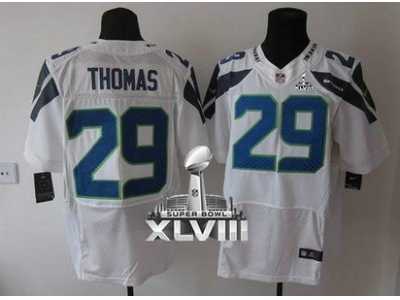 Nike Seattle Seahawks #29 Earl Thomas White Super Bowl XLVIII NFL Elite Jersey