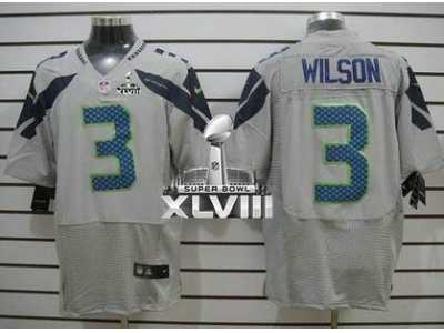 Nike Seattle Seahawks #3 Russell Wilson Grey Alternate Super Bowl XLVIII NFL Elite Jersey