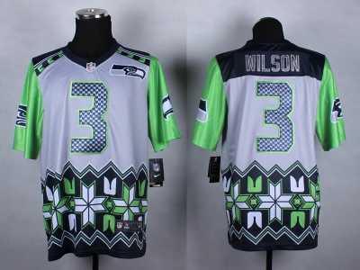 Nike Seattle Seahawks #3 Russell Wilson green-grey Jerseys(Style Noble Fashion Elite)