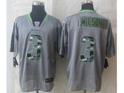 Nike Seattle Seahawks #3 Wilson Grey Jerseys(Lights Out Stitched Elite)