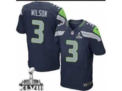 Nike Seattle Seahawks #3 Wilson blue[2014 Super Bowl XLVIII Elite]