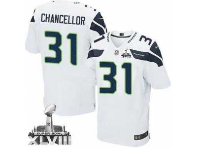 Nike Seattle Seahawks #31 Kam Chancellor White Super Bowl XLVIII NFL Elite Jersey