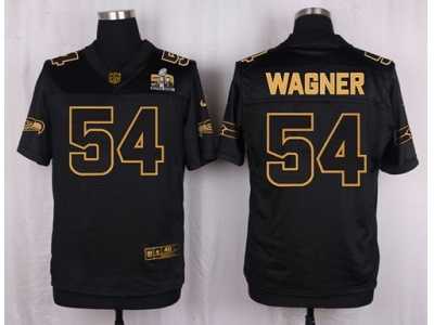Nike Seattle Seahawks #54 Bobby Wagner Black Pro Line Gold Collection Jersey(Elite)